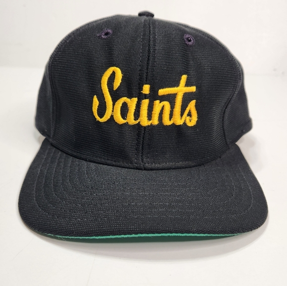 New Era Other - Vintage New Era Hat Saints Script Gold, SnapBack Cap Black, Green Under Brim